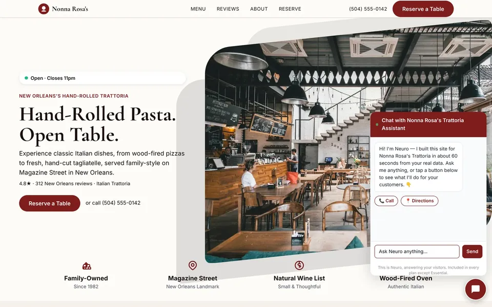 A website, built in about a minute